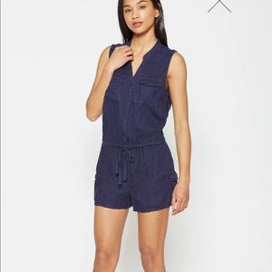 Joie Navy Apoline Linen Romper